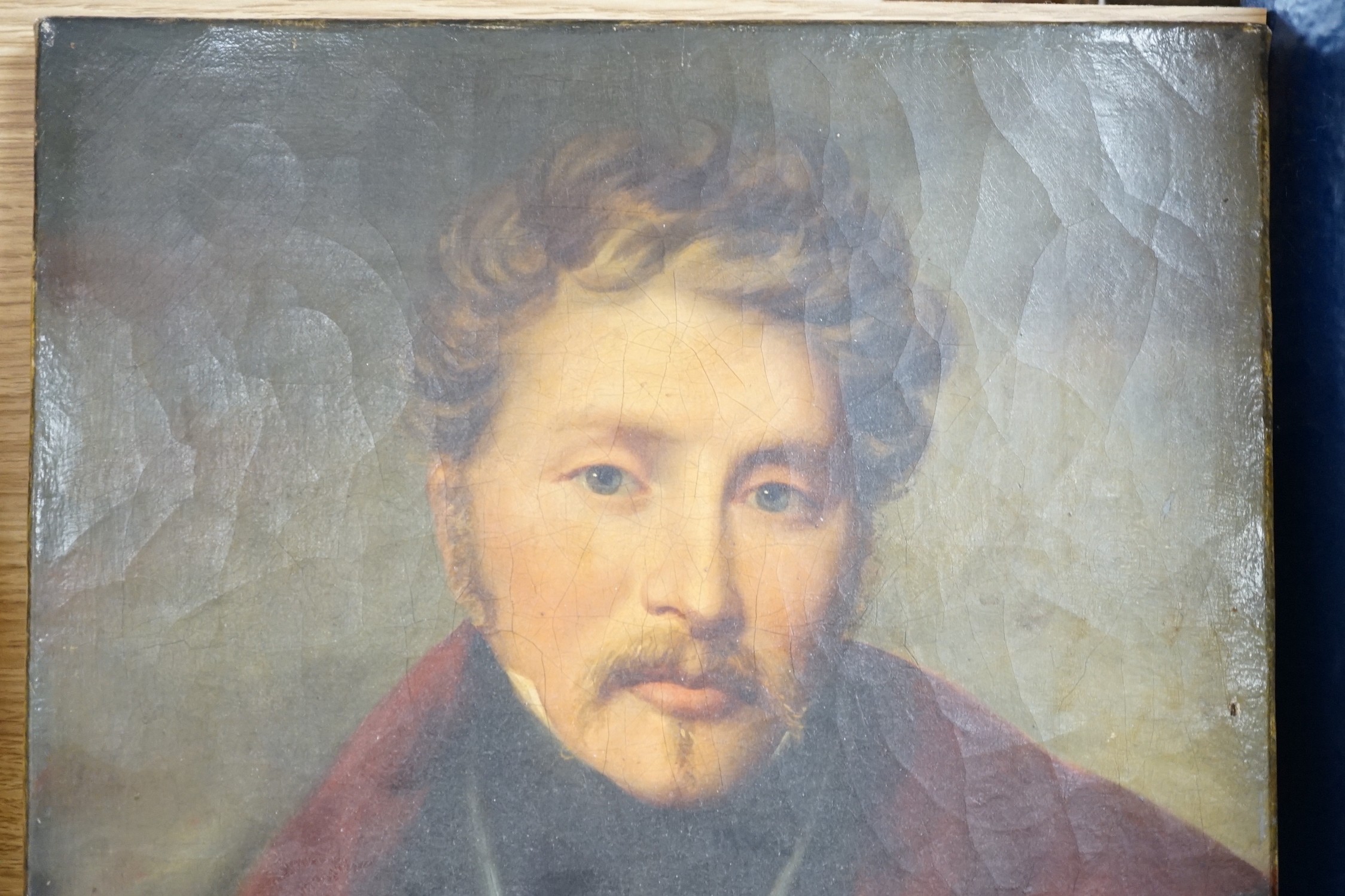 19th century French School, oil on canvas, Portrait of a gentleman, 33 x 30cm, unframed